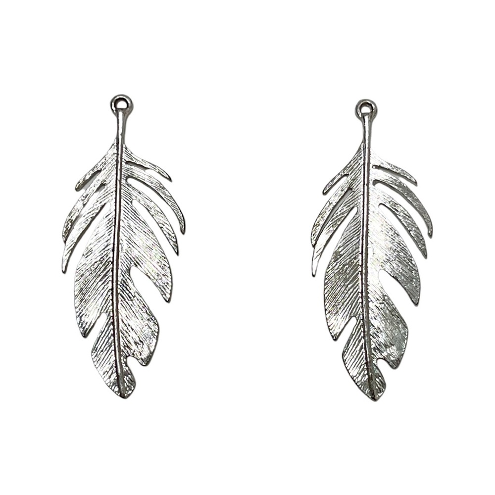 Recycled Feather Charms, Two Silver Feathers for Earrings Jewelry Upcycling